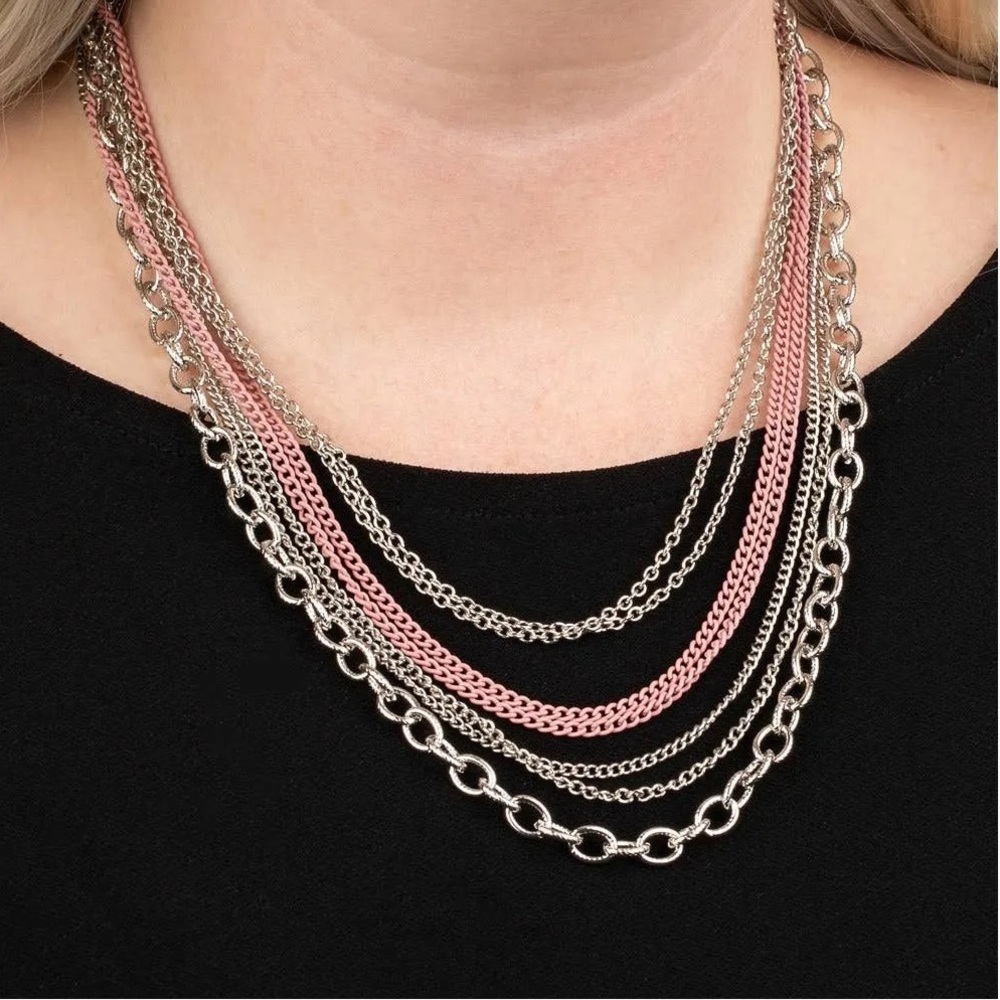 Paparazzi Intensely Industrial - Pink Necklace